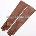 ZF100 овчины дамы коричневый цвет длинные кожаные перчатки oprea